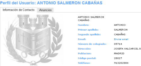 Ficha web de colegiación al 2011/08/15