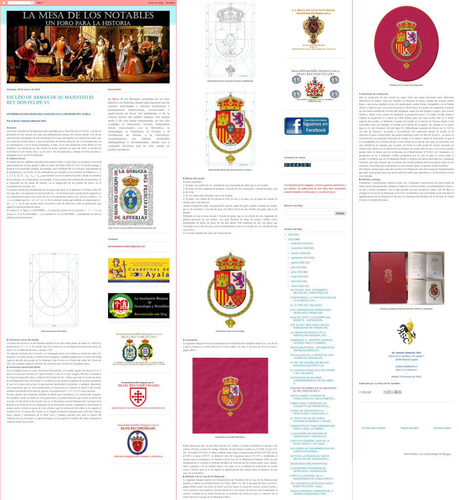Escudo de armas de su Majestad El Rey Don Felipe VI, interpretacin herldica basada en la proporcin area