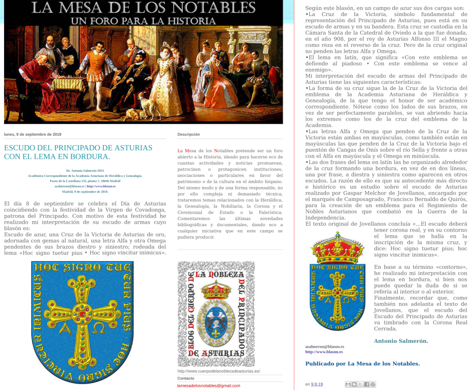 Escudo del Principado de Asturias con el lema en bordura