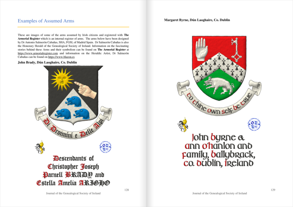 Pginas 128 y 129, Annual Journal of the Genealogical Society of Ireland para el ao 2023