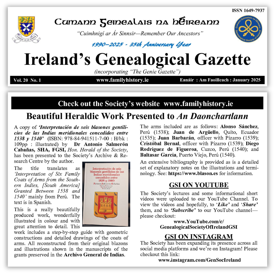 Ireland's Genealogical Gazette, volumen 20, nmero 1