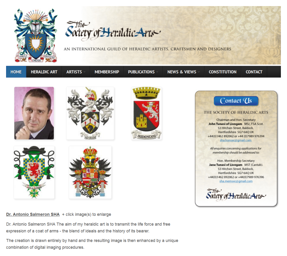 Mi perfil como miembro de la Society of Heraldic Arts