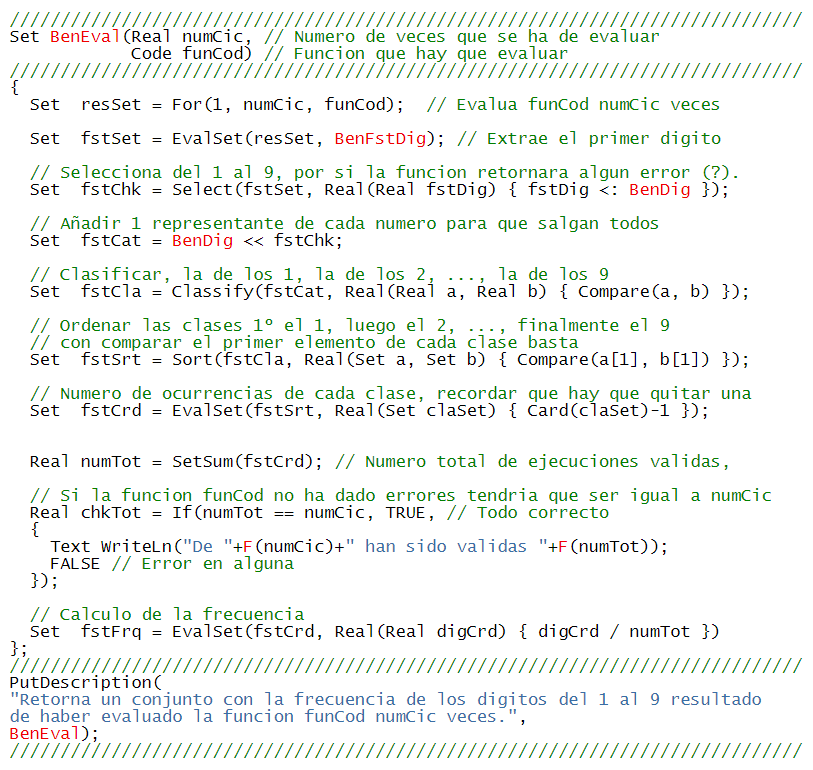 Cdigo en lenguaje TOL, Time Oriented Language, para realizar el test de Benford