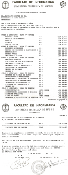 Licenciado en informtica, Universidad Politcnica de Madrid